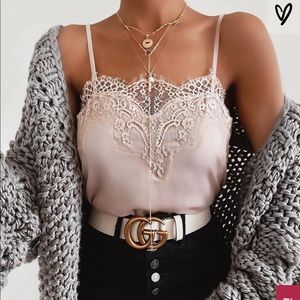 Maddox Pale Pink Satin Lace Cami